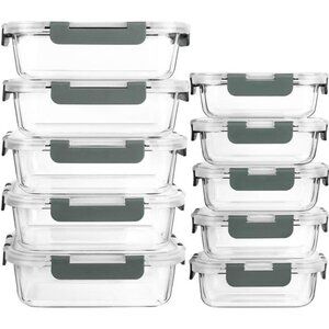 [10-Pack] Glass Meal Prep Containers with Lids, MCIRCO Food Storage Containers